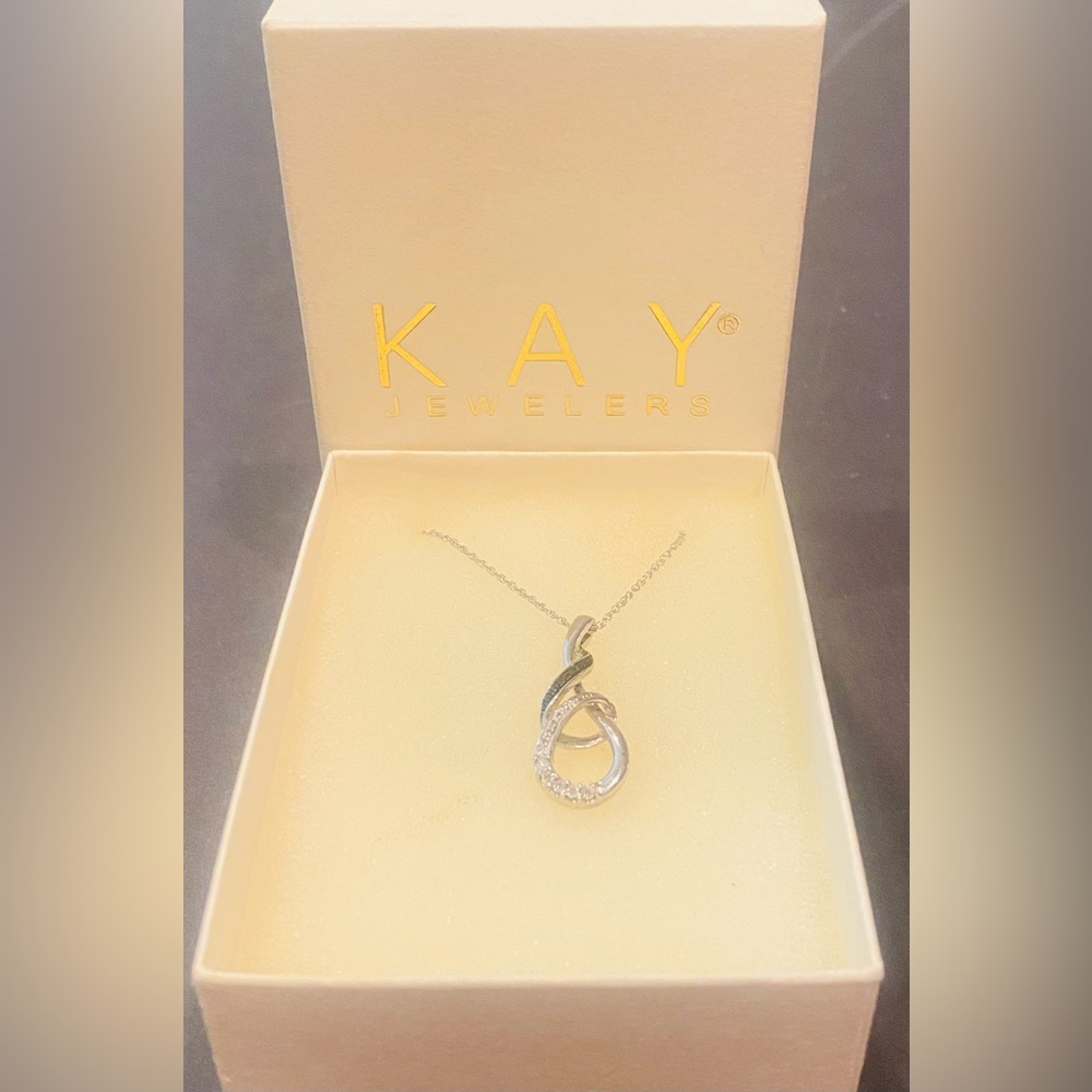 Kay Sterling Silver White And Black Diamond Twisting Infinity Pendant Necklace